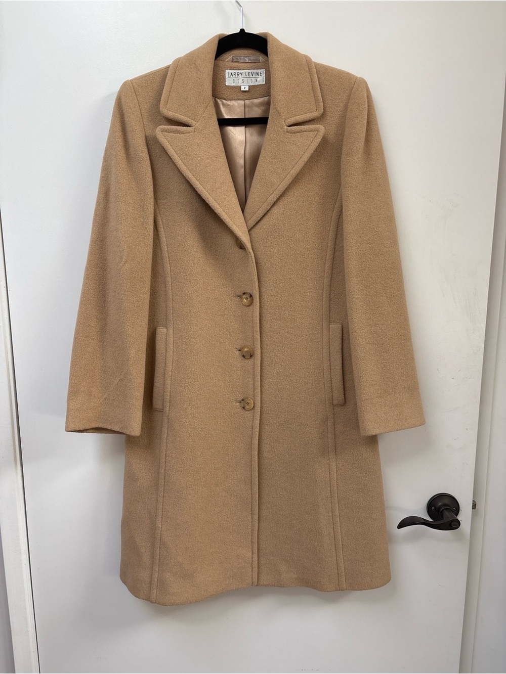 Larry Levine 100% Camel Hair Single-Breasted Wool-Blend Pea Coat